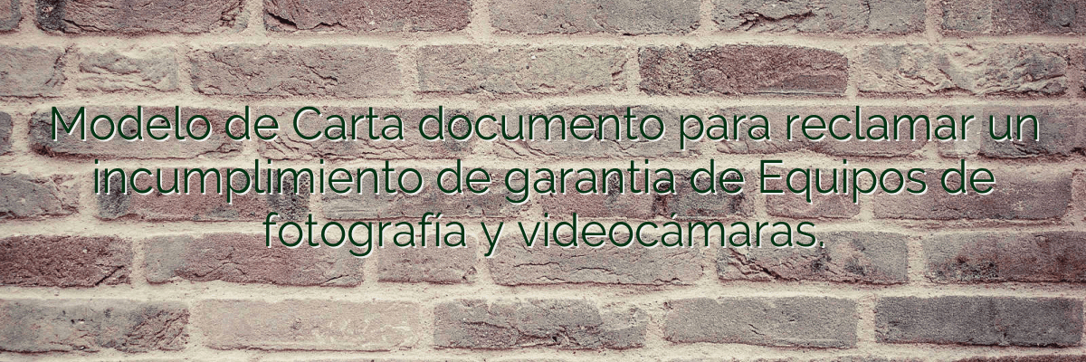 Modelo de Carta documento para reclamar un incumplimiento de garantia de Equipos de fotografía y videocámaras.